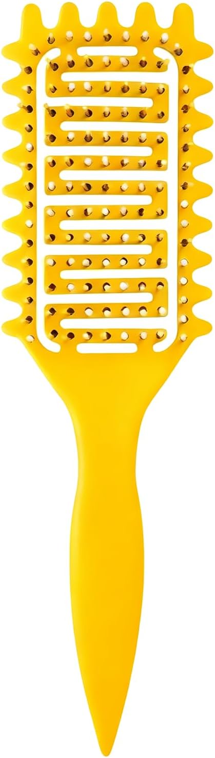 Curl Defining Brush, 2024 Curly Hair Brush, Ventilated Hair Brush Detangles, Shapes and Defines Curls Less Pulling for Women and Men (Yellow)