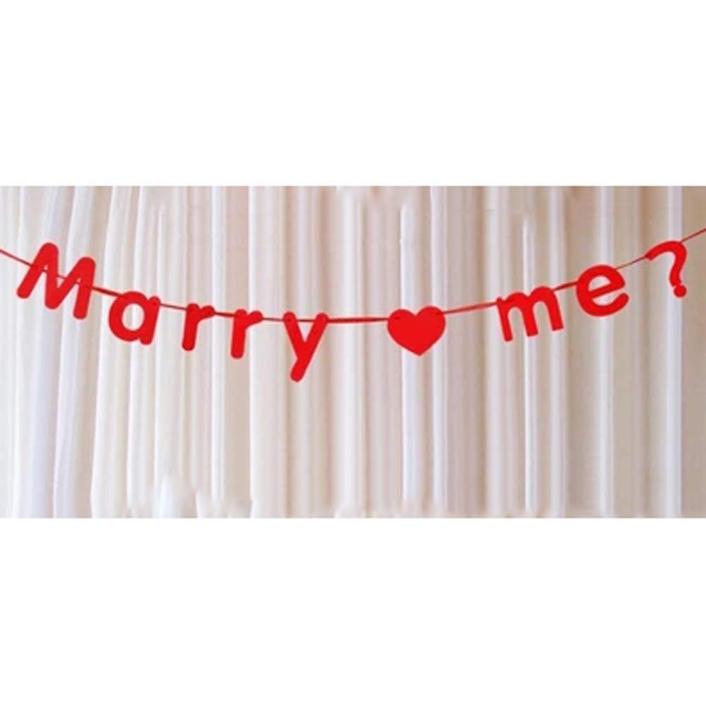 XAOBNIU Marriage Marry Me Marryme Decorating Lahua La Letters String Stretching Marriage Heart Shaped Flag Hanging Props (Color : Gold)