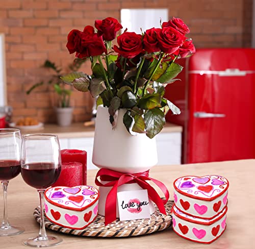 Paint Your Own Ceramic Valentines Heart Trinket Boxes Craft Kit Set Of 3 Unpainted Ceramics Valentine's Day Jewelry Box For Kids Classroom Art Project Valentine Party Decor Paint And Brush Includes #TOP4