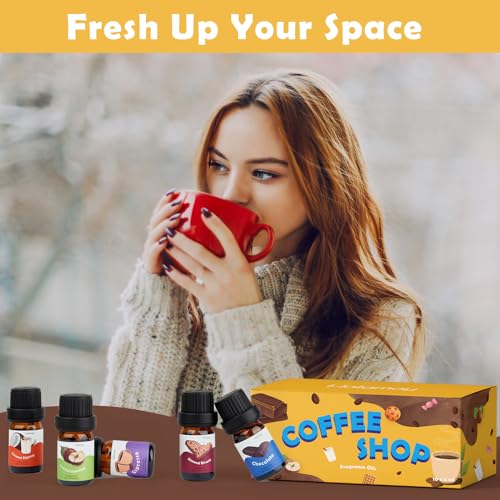 Image of Fragrance Oil for Candle & Soap Making, Holamay Coffee Shop Set, Premium Aromatherapy Essential Oils for Diffusers for Home - Espresso, Cafe Mocha, Chocolate, Almond Biscotti and More, 10 x 5ml