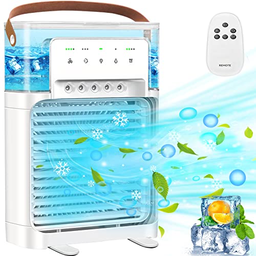 Portable Air Conditioner - Upgraded Portable Ac Personal Quiet Air Cooler With Remote Control,Desktop Misting Fan With Natural Wind Function,2/4/6/8H Timer,4 Speeds For Office,Home,Room,Outdoor(White) #TOP3