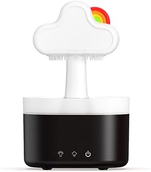 Rain Cloud Humidifier Water Drip, Rainbow Rain Cloud Diffuser, Raining Cloud Night Light with Rain 7 Changing Colors, Desk Bedside night light for Sleeping Relaxing Transparent,Black