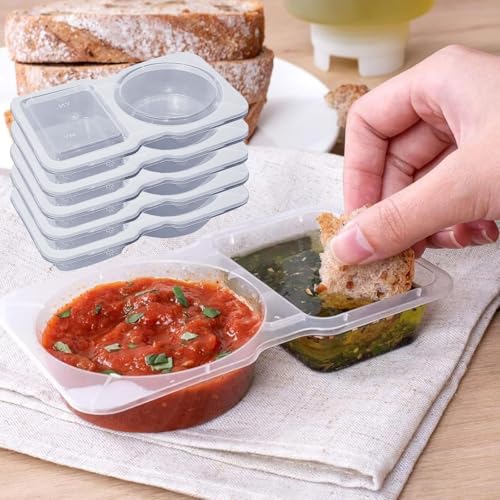 30 Pcs Double Compartment Condiment Containers with Lids, Mini Snack Containers,Disposable & Reusable 2 Compartment Snack Containers for Sauce, Dips, Snacks, Takeout, Travel, and Sampling - Image 3