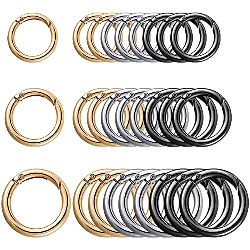 ZGQHZR - ZGQHZR 27Pcs Round Snap Buckle Round Clip Hook Trigger Spring O Rings O Ring Clip Zinc Alloy Hooks Clip DIY Accessories for keyrings Buckle,Bags,Purses,Paper,DIY,