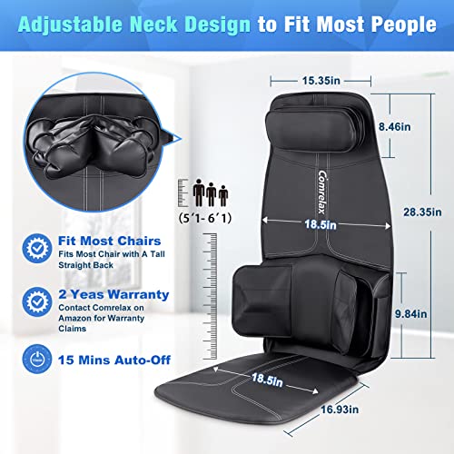 Back Massager Pad Vibrating Back Massager, Height-Adjustable Massage Chair Pad For Home Office Use, 3 Modes & 3 Intensities To Compress And Relieve Massagers For Neck And Back, Soft Leather #TOP2