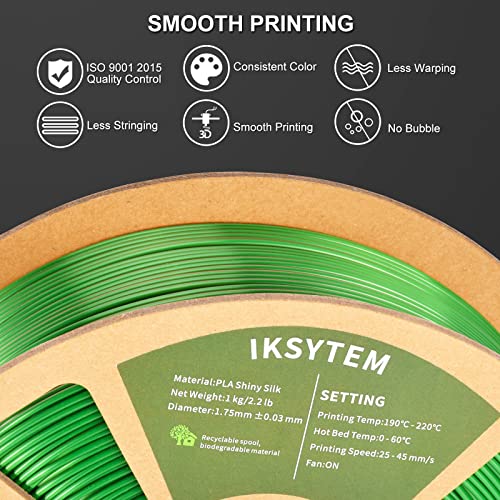 Image of 3D Printer Filament, Super Shiny Dual Color PLA Red Green, Creating Beauty and Having Fun with 3D Printing Filament, Silk PLA Filament 1.75mm + /-0.03mm, 1kg /2.2lbs PLA Spool