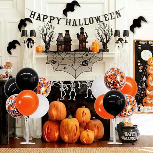 Image of TONIFUL Halloween Balloon Stand Black Orange Balloon Centerpiece for Table