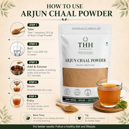 Image of THH Organic Arjun ki Chaal Powder (1Kg) | Terminalia Arjuna - Double Filtered 100% Arjun Bark Fine Powder