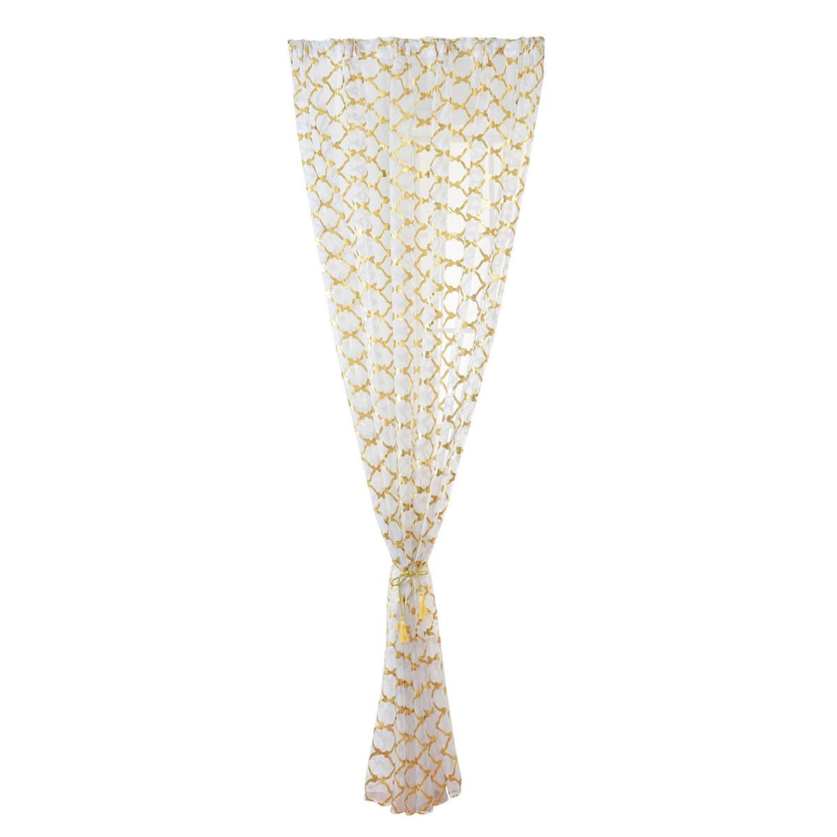 Cortina de poliéster dorado CANIGHT con rejilla para ventana pequeña de salón