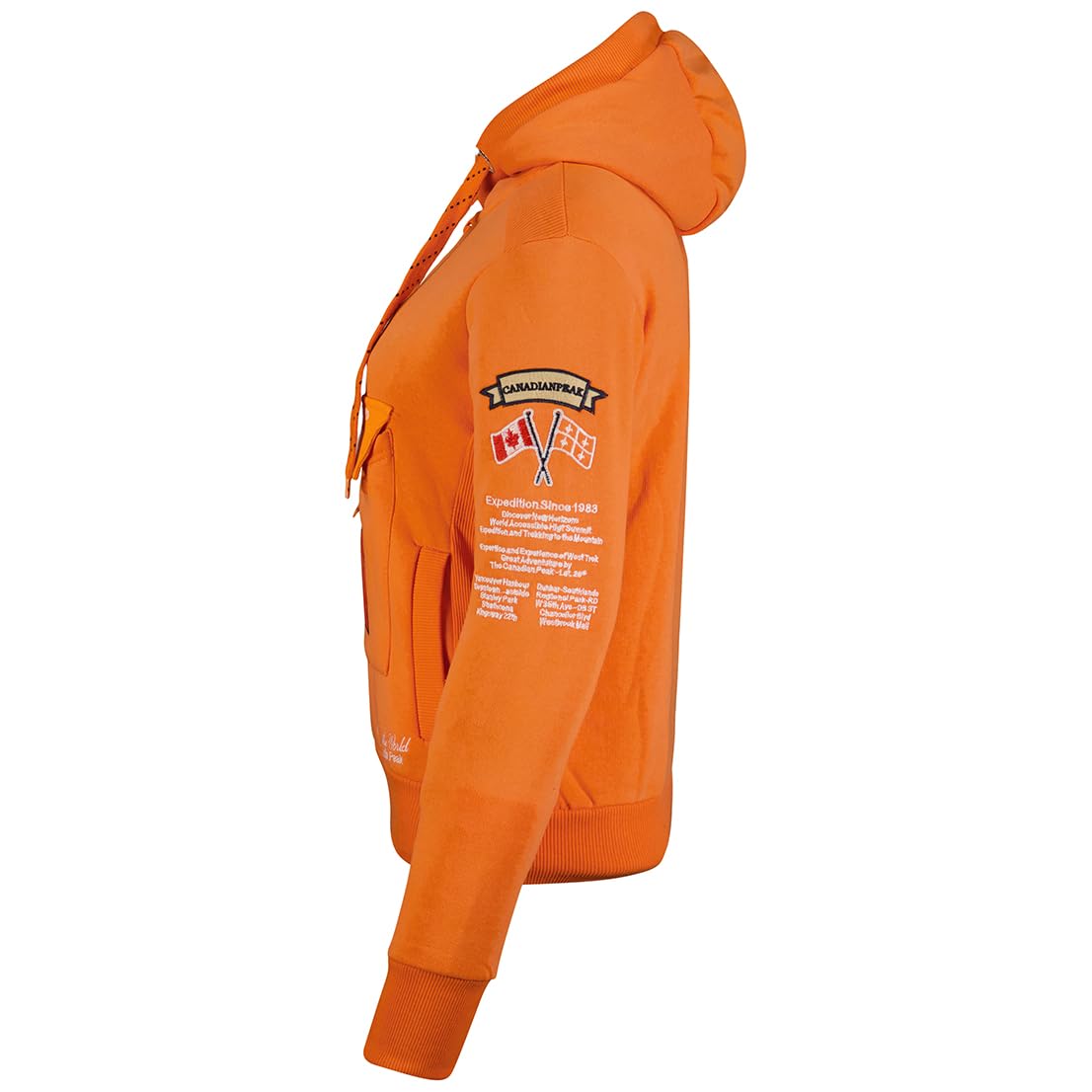 Canadian Peak Gyrelle Lady Damska bluza z kapturem i kieszeniami - Bluzy z długim rękawem Ciepła kurtka - Zamek błyskawiczny Sweter damski Wiosna Lato Jesień Zima (Neonowy pomarańczowy XL)