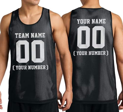 Personalize Your Own Team Basketball Jersey with Your Custom Name and Number Adult Sports Tee Black
