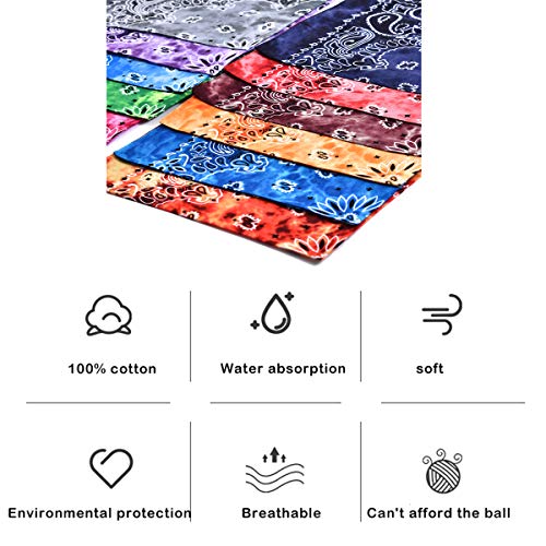 12 Pack Tie Dye Bandana Cotton Paisley Bandanas Headbands Cowboy Handkerchiefs For Men And Women… #TOP1