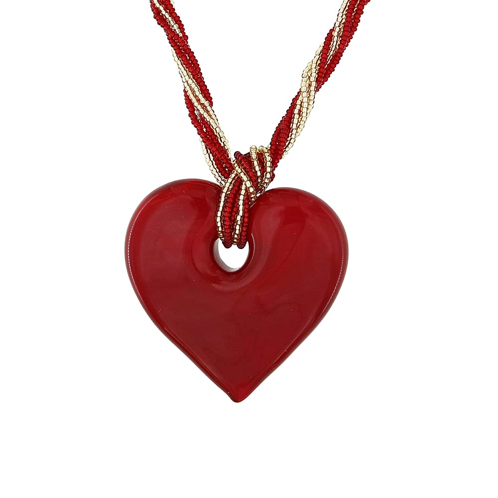 Venetiaurum - Collana per Donna con Cuore Rosso in Vetro Originale di Murano e Argento 925 - Gioiello Made in Italy Certificato