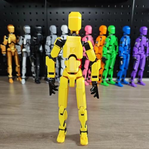 EIMONEY Assembly Completed T13 Action Figure 3D Printed Multi-Jointed Movable,Lucky 13 Action Figures,Multi-Articular Action Figures,Desktop Decorations,Creative Gifts (Yellow)