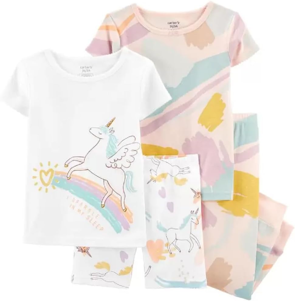 Carter's Toddler and Baby Girls' 4 Piece Cotton Pajama Set