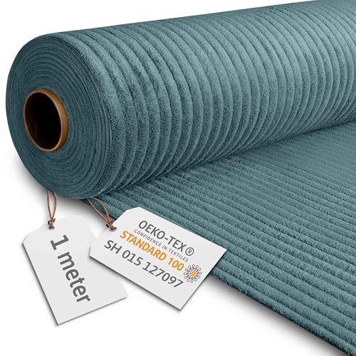 DreamRoots Tela de Pana de 380 g/m² de peso   Tela Tapiceria de 140 cm de ancho   Tejido de Pana Ocean Depths 1M