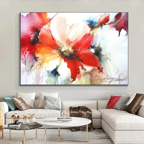 Peinture sur toile abstraite haut de gamme aux fleurs aquarelles