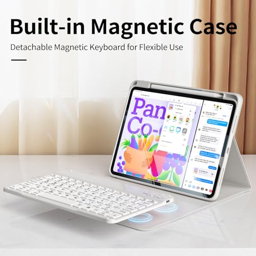 KVTVOU for iPad 11th 10th Generation Case with Keyboard - 7 Colors Backlit Detachable Wireless Folio Keyboard Cover with Pencil Holder for iPad 11 inch A16 2025 10th Gen 10.9 Inch 2022, Gray by KVTVOU - Image 3
