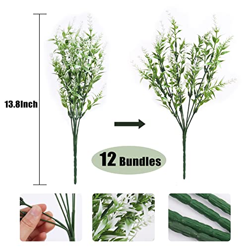 Artificial Flowers Outdoor UV Resistant Fake Flowers,Artificial Plants & Flowers Greenery Plants for Indoor Outside Hanging Planter Garden Window Box Porch Spring Decoration,Front Porch Decor(White) - Thumbnail 2
