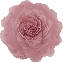 3D Rose Flower Round Throw Pillows-3D Flower Decoration Cushion Pillow for Sofa Bed Living Room Bay Window Wedding Gift Dusty Rose