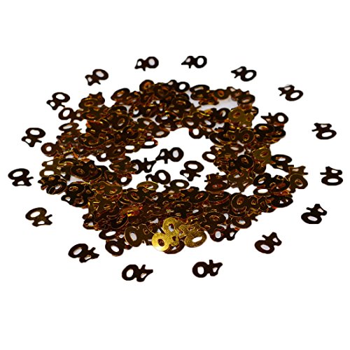 2000 pezzi 50g Numero 40 Oro Foglio Metallico Lettere Buon Compleanno Decorazione di Coriandoli per Compleanno, Festa, Anniversario di Matrimonio, Festività, Occasioni Speciali (Oro 40)