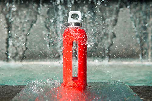 Sigg Star Glass Water Bottle With Silicone, 17 Oz, Scarlet #TOP1