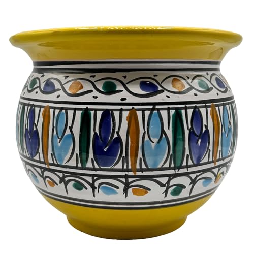 Vaso Cachepot 22x18 Berbero Etnico in Ceramica Terracotta - Artigianato Tunisino per Interni ed Esterni 1401251319A Marocco Turchia Etnico del Mondo