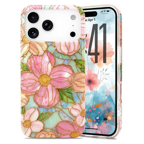L-FADNUT for iPhone 17 Pro Case [Compatible with MagSafe] with Chic Floral Design, Cute Aesthetic Flower Magnetic Phone Cover for Women Girls,Stylish Protective Case for iPhone 17 Pro,Pink