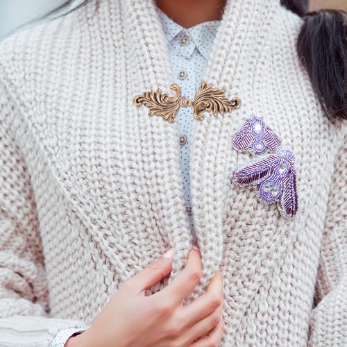 Image of uxcell Vintage Sweater Clips, Cape Cloak Clasp Retro Cardigan Clips Shawl Collar Clasp Dress Shirt Brooch Clip