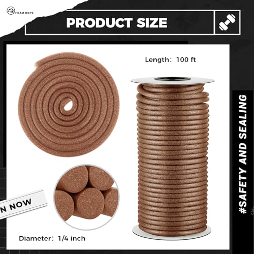 Image of MotiMind Foam Backer Rod for Gap, 1 /4 Inch X 100 ft, Brown, 1 Roll