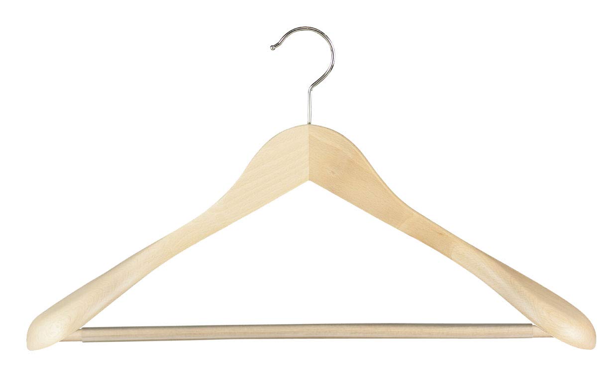 MAWA 10 Stück Formbügel mit Schulterverbreiterung Capitano RFS, Hemden, Blusen, Jacketts, Umweltfreundlich, FSC® Zertifiziert, Buche, 360° Drehbar, 45 cm, Natur