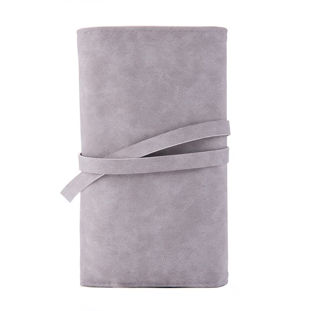 Estuche con ruedas para brochas de maquillaje, color gris, organizador portátil para brochas de maquillaje, bolsa enrollable para viajes, viajes de negocios, 14 bolsillos, gris, M