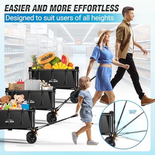 Elegear Wagon Cart Foldable Collapsible 440LBS - Adjustable Capacity from 100L to 200L - Heavy Duty Utility Beach Wagon with All-Terrain Wheels & Smallest Folding Design for Camping Sports Shopping - Thumbnail 6