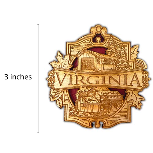 Imán decorativo souvenir Virginia de madera 3 pulgadas miniatura 6