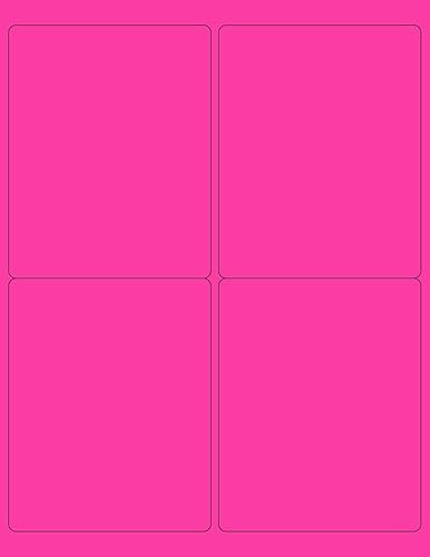 Etiquetas fluorescentes de alta luz de color neón de 8-12 x 11 pulgadas para impresora láser e inyección de tinta (fluorescente rosa, 4 x 5