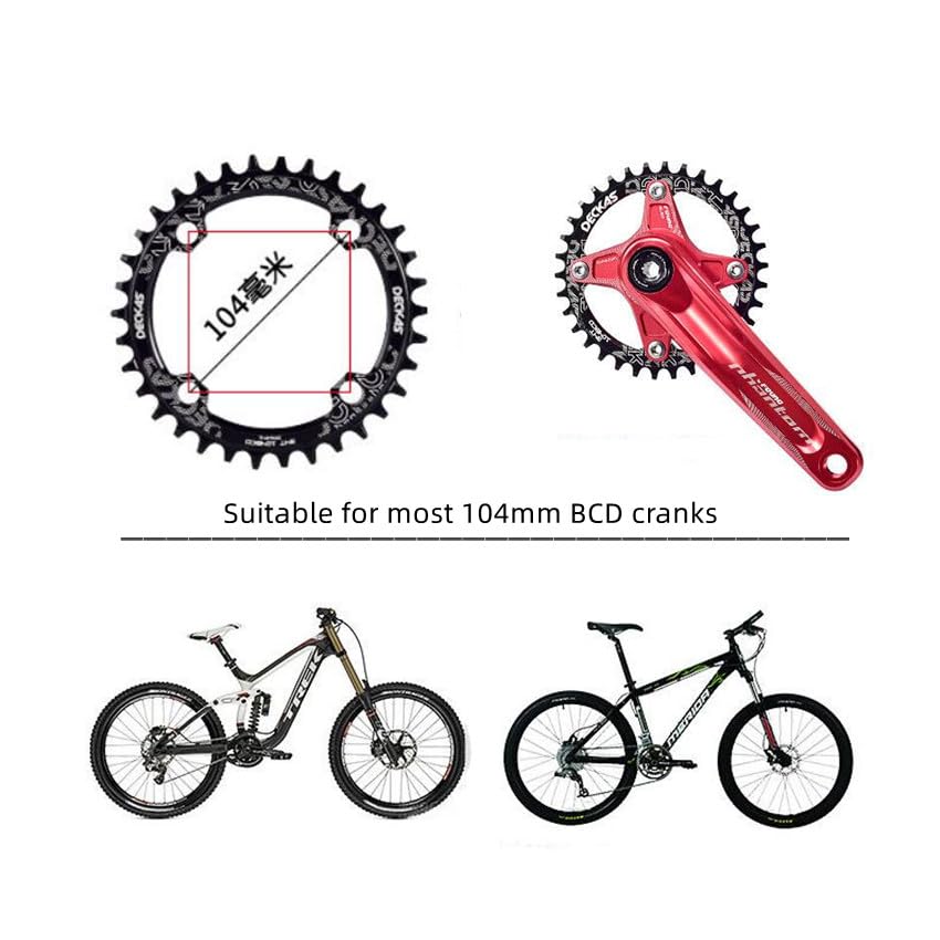 Inovey Mountainbike Ritzel 32T/34T/36T/38T Ritzel Aus Aluminiumlegierung 104Mm Bcd Kettenscheibe Positive Und Negative Zahnkettenblätter- rot- 34T Sport & Freizeit