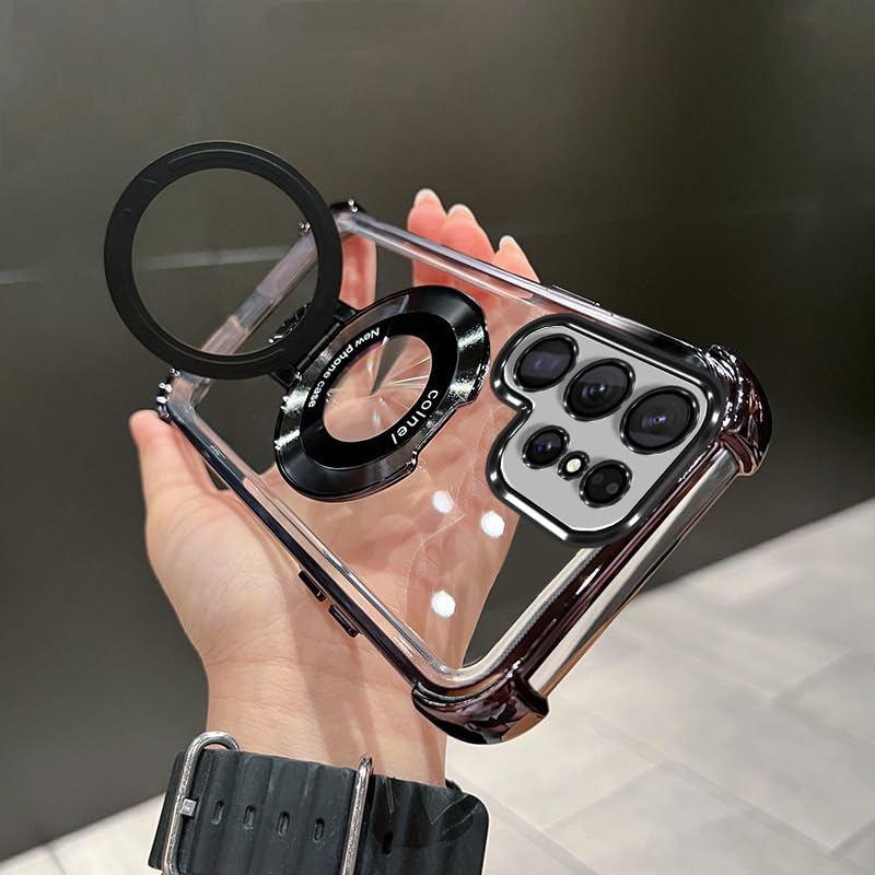 Case Compatible with Samsung Galaxy S21 Ultra Case Rugged softcase Protective with Ring Stand Clear Phone case for Samsung S21 Ultra,Black Samsung Galaxy S21 Ultra Black