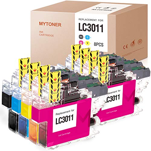 MYTONER Compatible Ink Cartridge Replacement for Brother LC3011 LC 3011 to use with MFC-J497DW WFC-J895DWMFC-J491DW MFC-J690DW (2 Black 2 Cyan 2 Magenta 2 Yellow, 8 Pack)