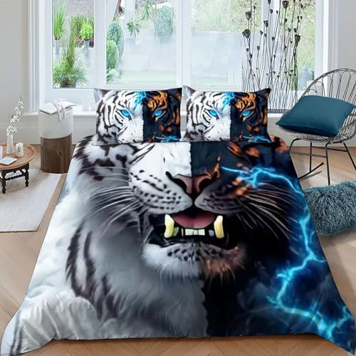 Parure housse de couette tigre double face en microfibre premium - 3