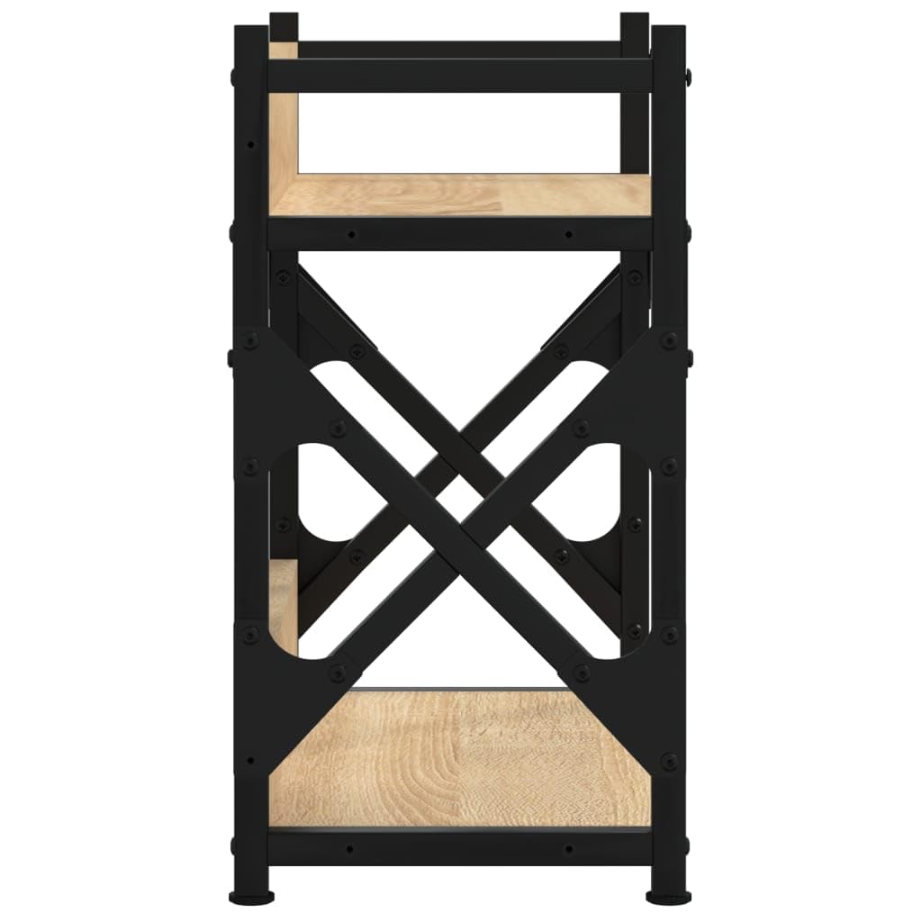 Support imprimante Meuble chêne Sonoma 40x20x40 cm à 2 Niveaux avec Cadre métal et Pieds réglables pour Bureau Poste Organisation Documents et Rangement Multifonction