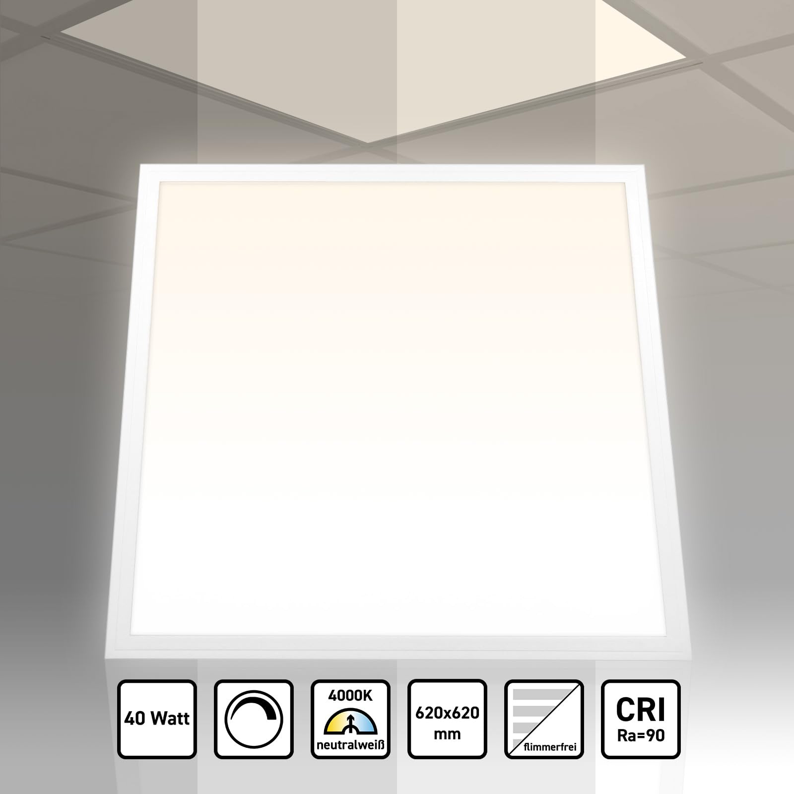 LED Panel 62x62 Neutralweiß 4000K dimmbar Triac CRI90
