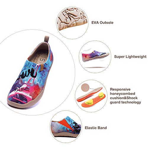 Image of UIN Women's Art Painted Travel Shoes Slip On Casual Knit Loafers Lightweight Comfort Fashion Sneaker Toledo ⅠBirds and Flowers