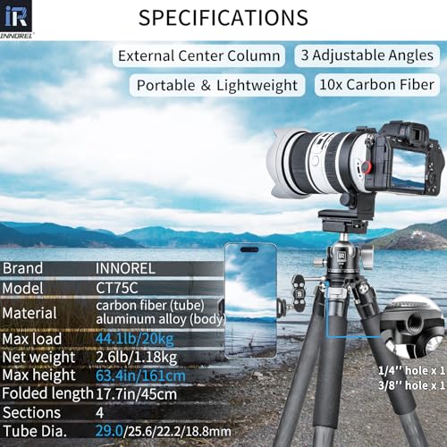 Trépied en fibre de carbone super professionnel rigide compact