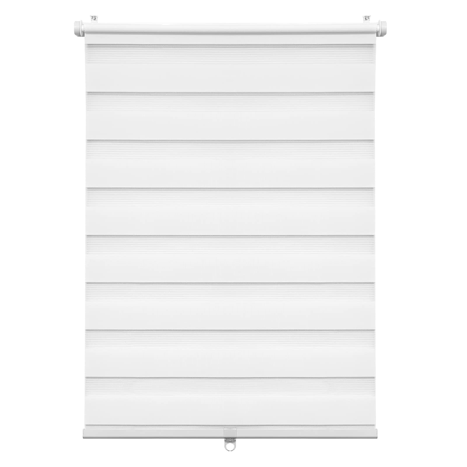 WOLTU Doppelrollo Schnurlos Klemmfix ohne Bohren Weiß B70 x H150 cm, Duo Rollo lichtdurchlässig Fensterrollo für innen verdunkelnd, Zebrarollo ohne Kettenzug für Fenster & Tür