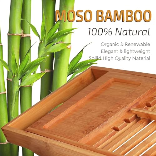 Badewannenablage Holz,Badewannenbrett,102x22 cm Luxus Bambus Badewannenablage,Badewannentablett Zur Badewanne Zubehör,Weinglashalter,Tablethalter, Handyhalter,Spa-Erlebnis