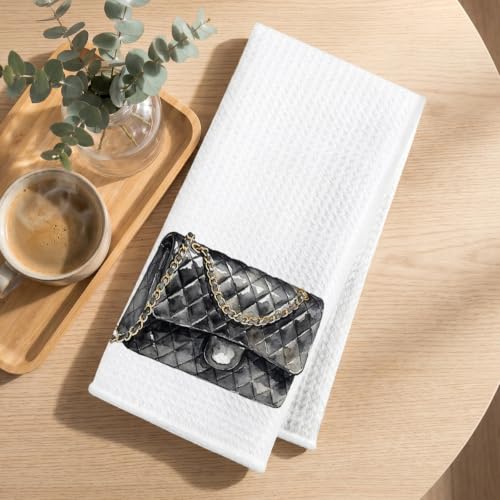 Image of 4 Pcs Fashion Hand Towels, Perfume Bow Lipstick Reusable Dish Towels | Fashion Gifts for Women Mom Girls Friend, Waffle Weave Microfiber Towels for Bathroom Home Decor 24x14 Inch