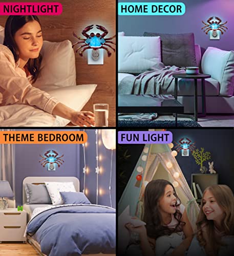 Puzzled Glass Art Night Light, Plug In Decorative Socket Lamp, Manual On & Off Portable Lights For Stairway, Bedroom, Bathroom, Nursery, Home Accessory & Kitchen Decor - Crab #TOP2