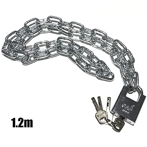Image of Keyed Padlocks Steel Heavy Chain Lock, Waterproof and Rustproof Bicycle Anti-Theft Lock, 0.5m-5m (Size : 1.2m)