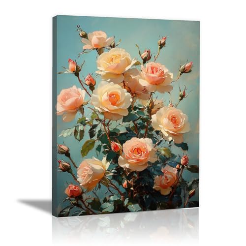Roses fraîches poster d'art mural moderne pour chambre à coucher grand format 60x90cm encadré
