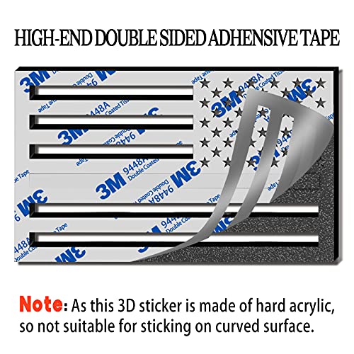 1 Pair Of Reflective 3D Thin Blue Line American Flag Emblem Car Decals 3"X5", 3Mm Thickness Matte Black Subdued Police Us Flag Bumper Stickers Support For Law Enforcement Officers #TOP3